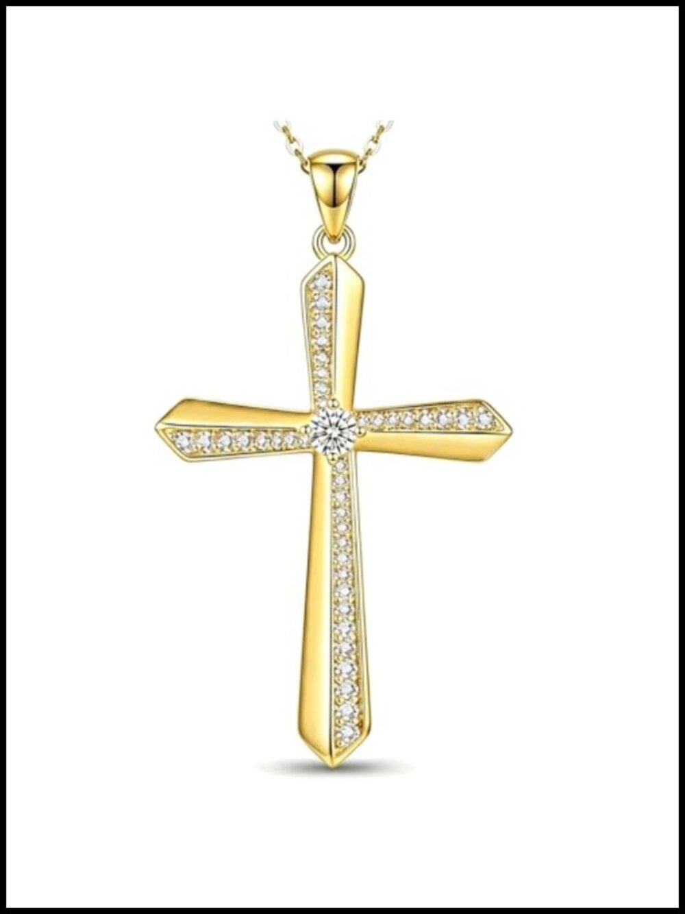 18K Gold Plated Cross Necklace Womens Pendant Christian Faith Jewelry